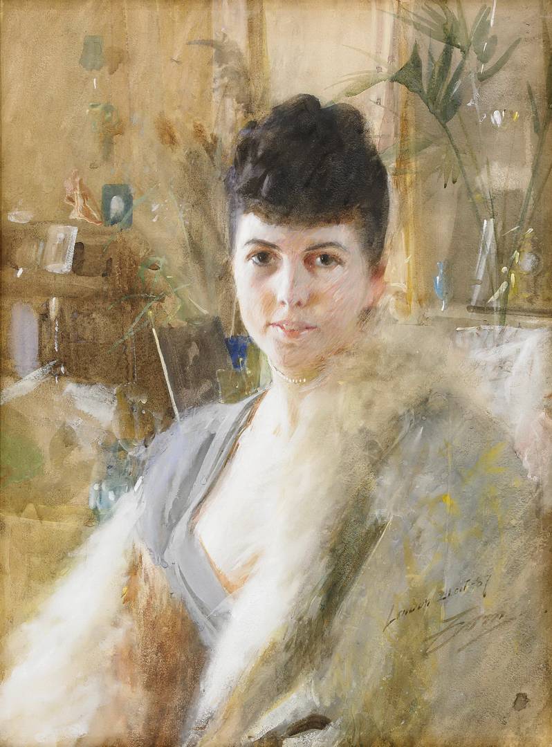 Андерс Цорн. Дама в меховой накидке. 1887