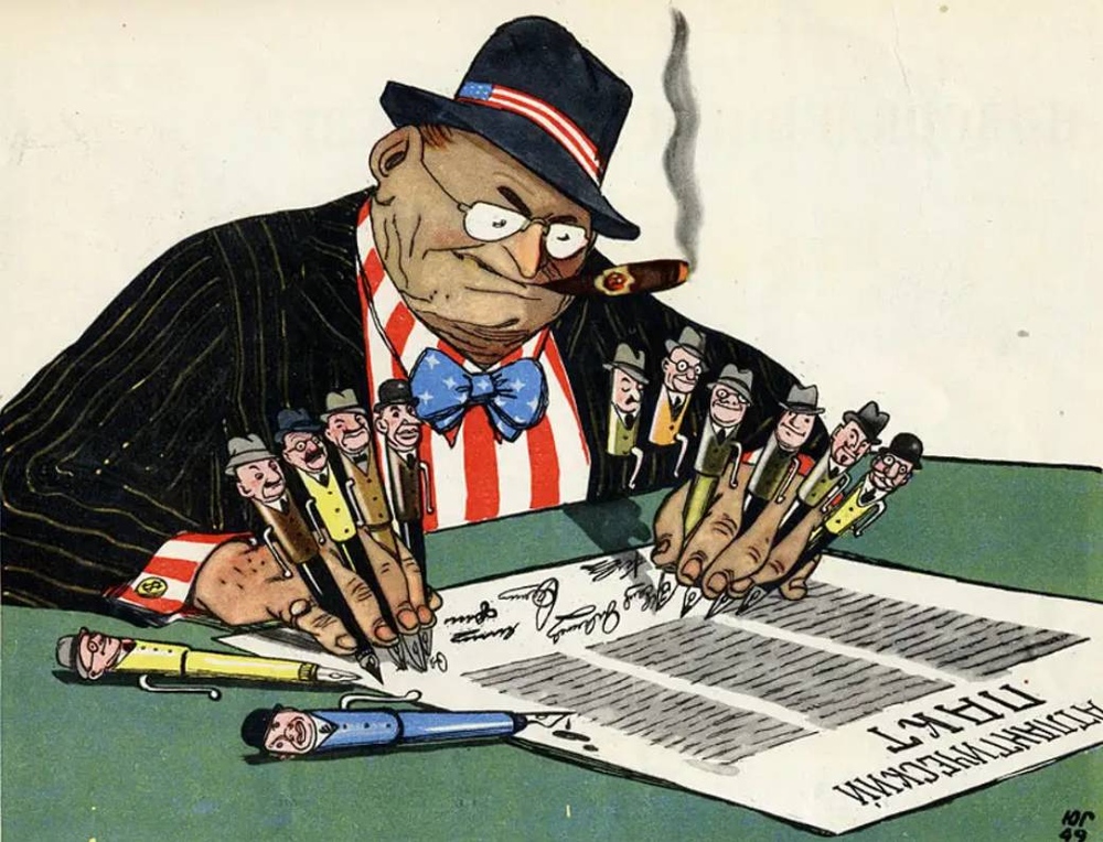 Подписание Атлантического пакта. Советская карикатура. 1949 год