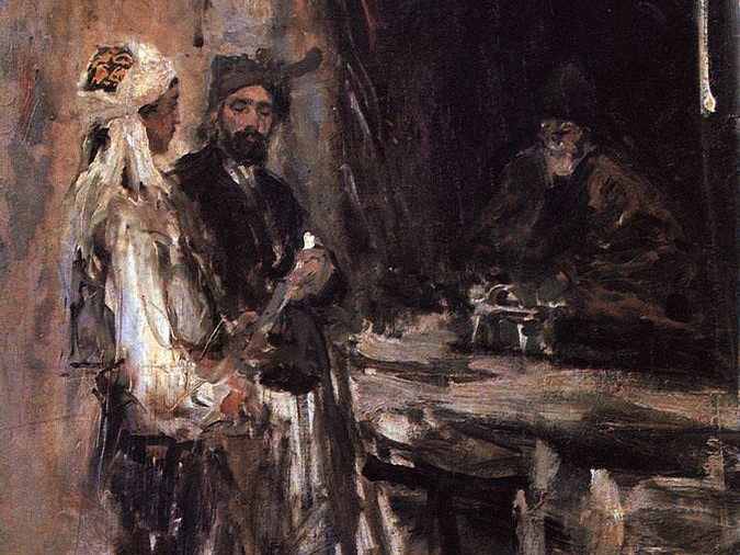 Константин Коровин. Покупка кинжала (фрагмент). 1889