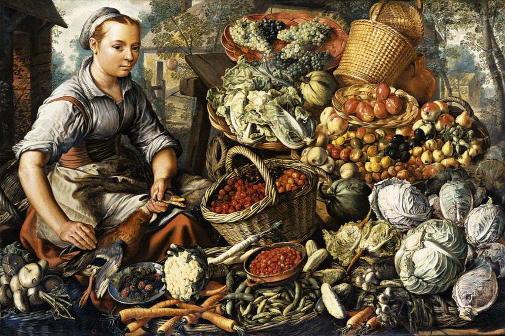 Иоахим Бейкелар. Продащица с фруктами, овощами и птицей. 1564