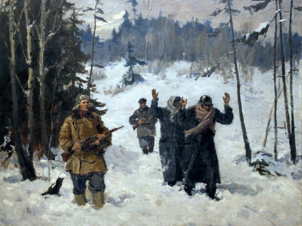 Тарас Гапоненко. Ведут пленных немцев (фрагмент). 1942