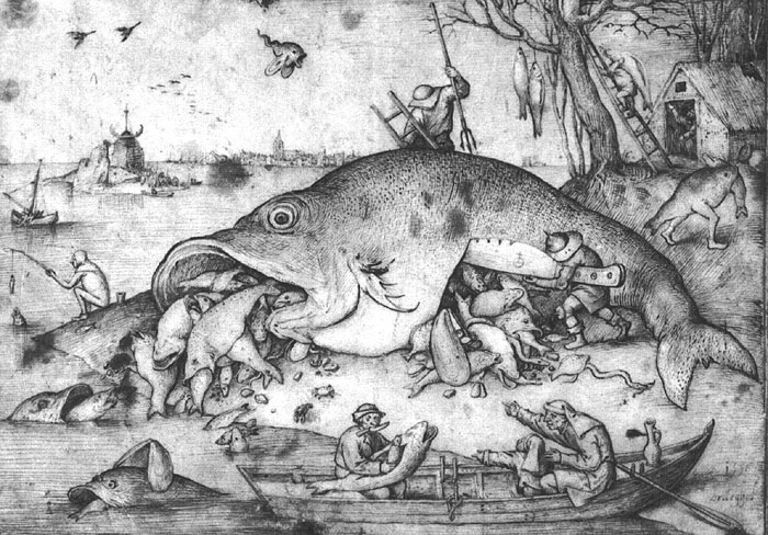 Питер Брейгель Старший. Большие рыбы пожирают маленьких. 1556