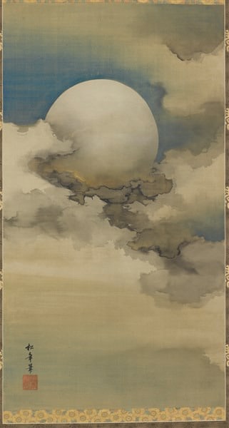 Луна в облаках. Подвесной свиток. Конец XIX — начало XX века, Япония