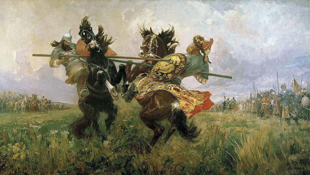 М. И. Авилов. Поединок Пересвета с Челубеем на Куликовом поле. 1944