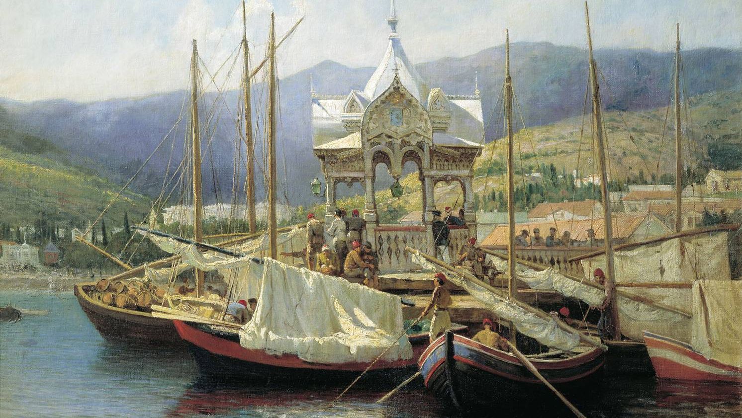 Григорий Мясоедов. Пристань в Ялте. 1890