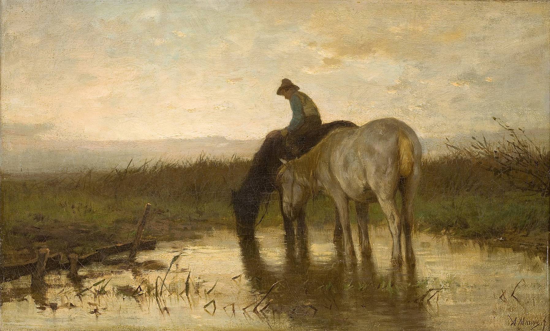 Антон Мауве. Пьющие лошади. 1870