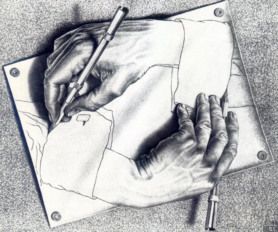 Мауриц Корнелис Эшер. Рисующие руки. 1948