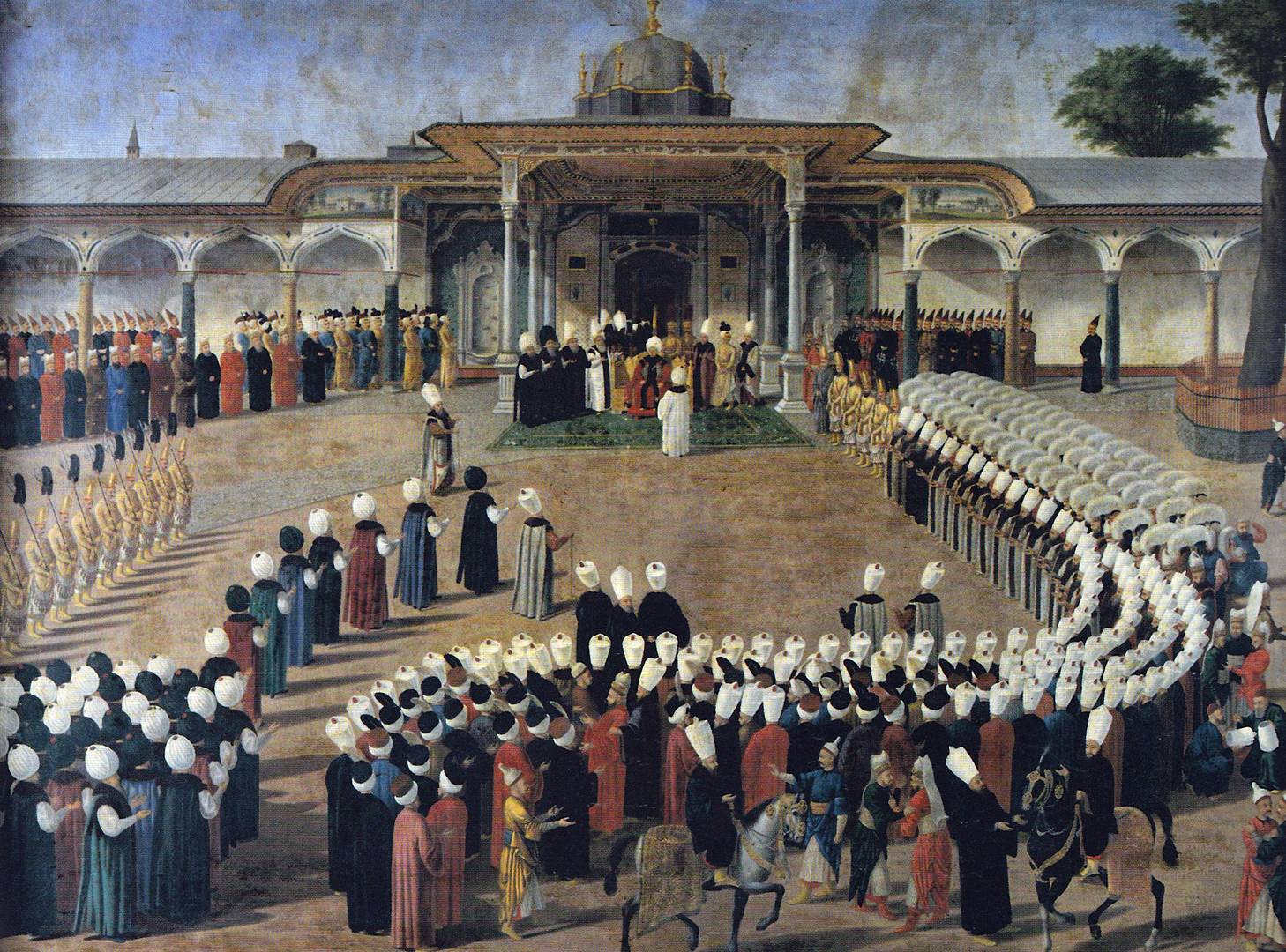 Селим III принимает сановников у «Врат блаженства» («Дер-и-Саадет») дворца Топкапы.
