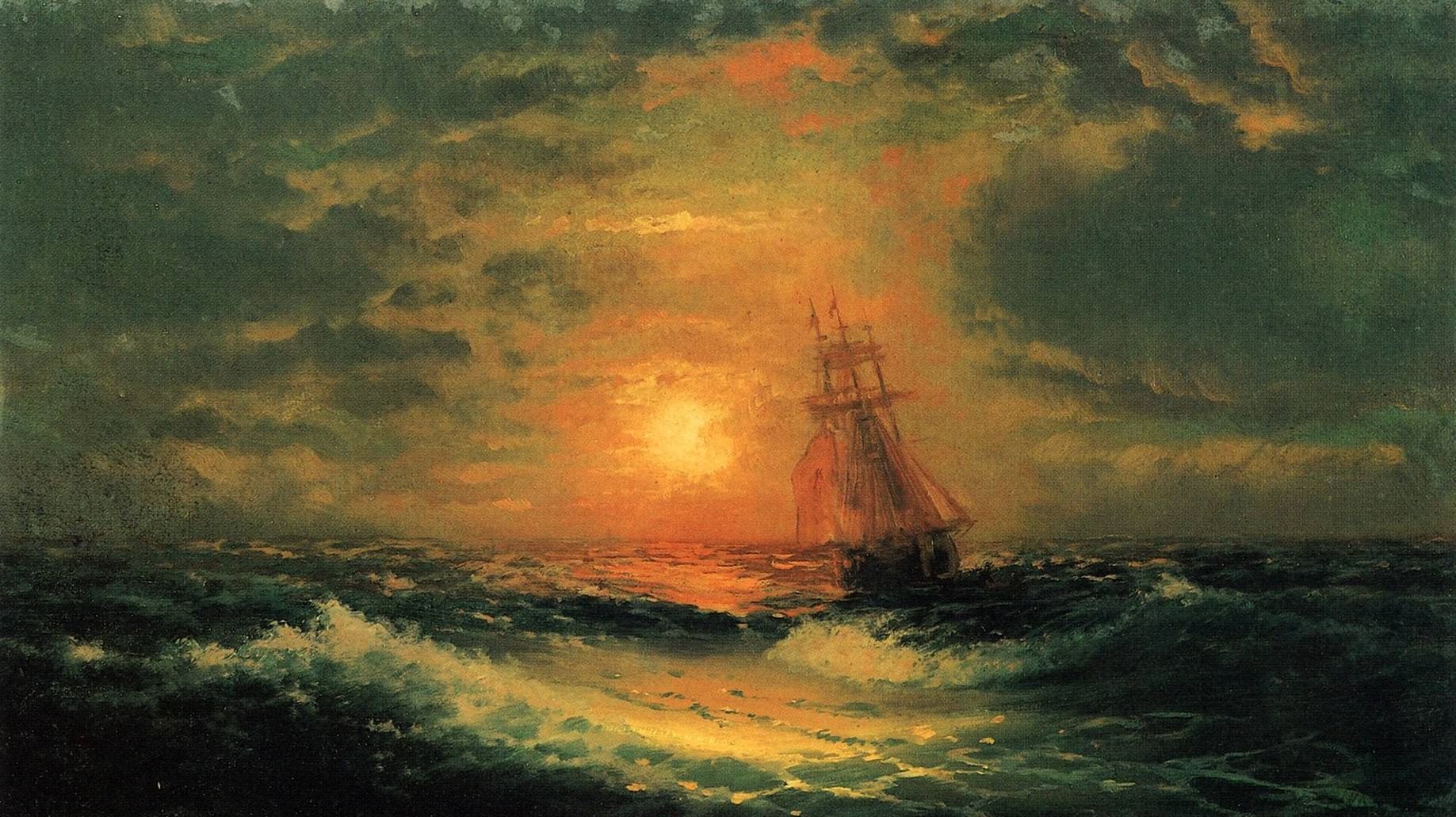 Иван Айвазовский. Закат на море. 1851
