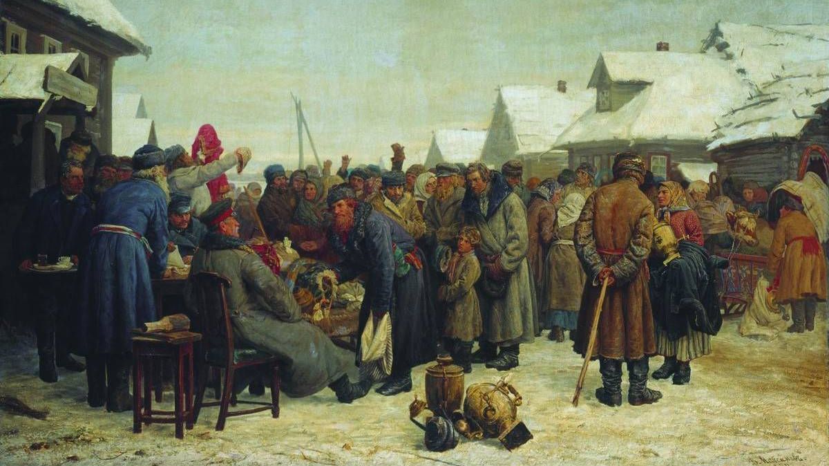 Василий Максимов. Аукцион за недоимки. 1882