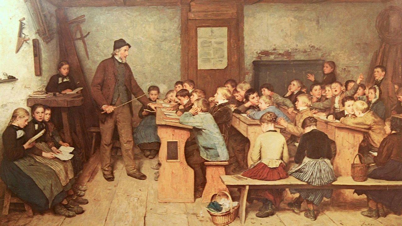 Альберт Анкер. Сельская школа в 1848 г. (фрагмент)