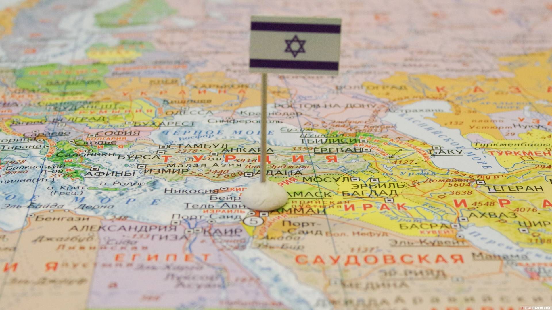 Израиль с флагом на карте мира