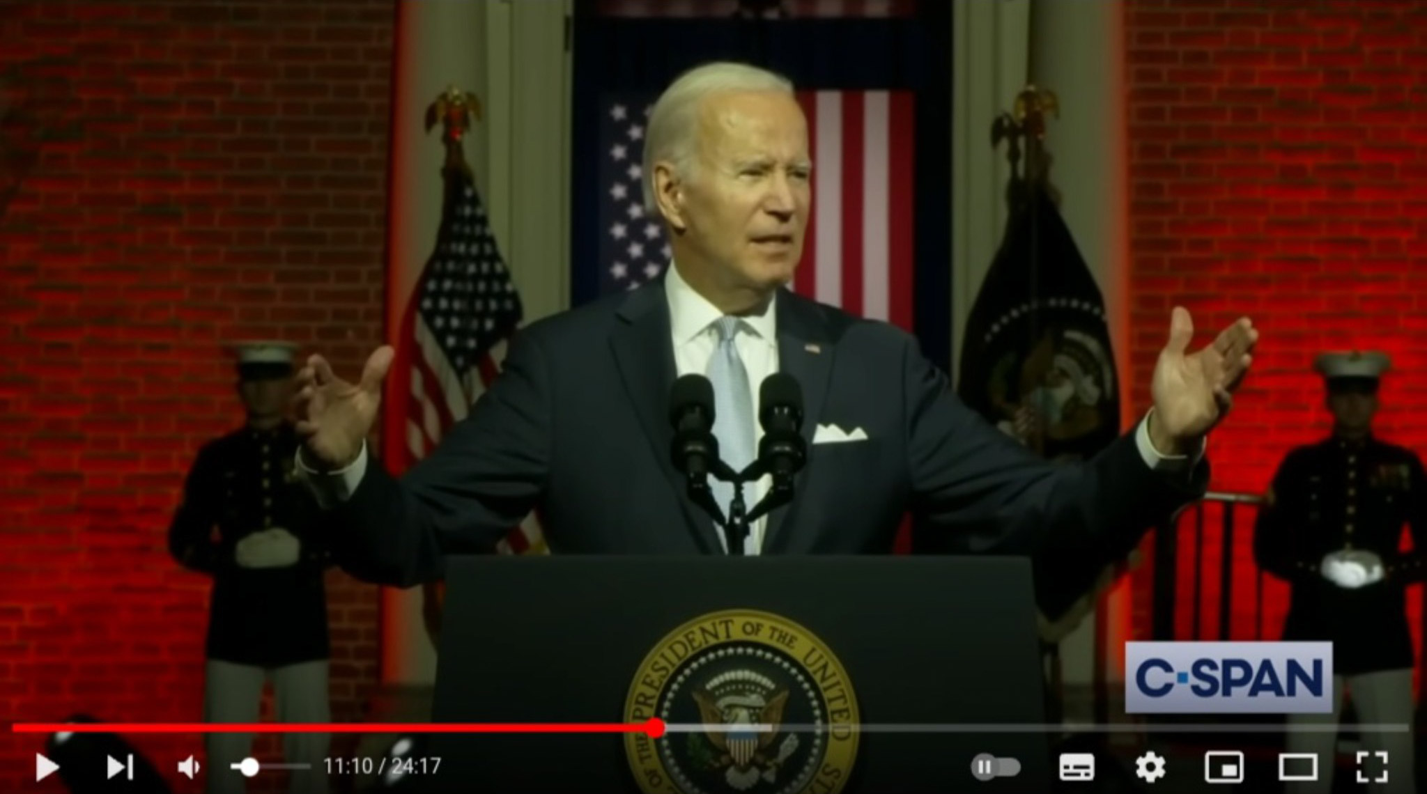 Президент США Джо Байден. Цитата из видео «President Biden Full Speech on Democracy» пользователя C-SPAN. youtube.com