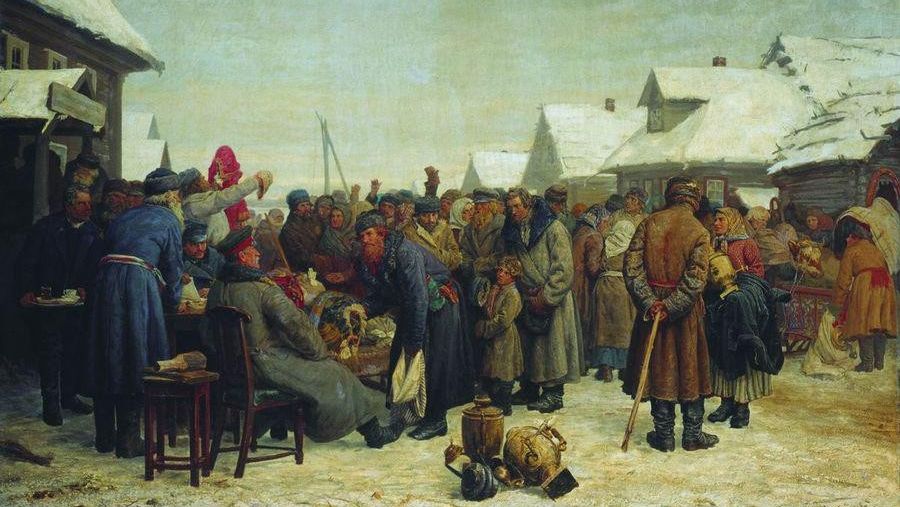 Василий Максимов. Аукцион за недоимки. 1880-1881