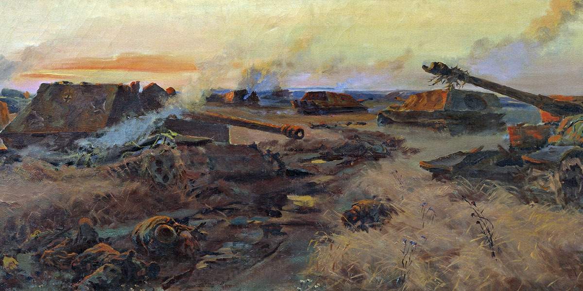 Пётр Кривоногов. На Курской дуге (фрагмент картины). 1949
