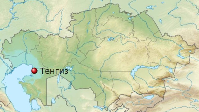 Тенгиз на карте Казахстана.