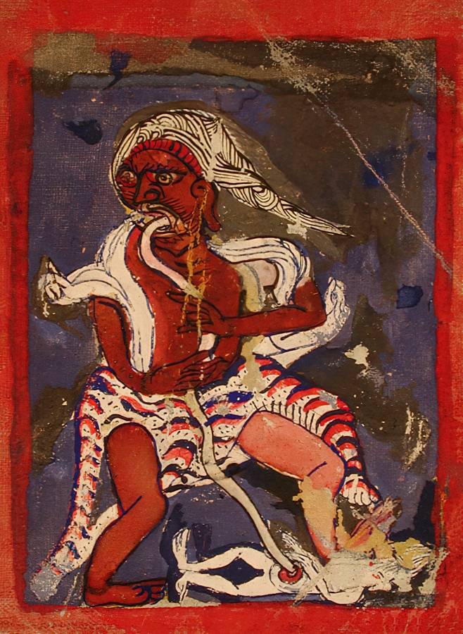 Неизвестный художник. Тёмный демон пожирает человека. Конец XIX - начало XX вв.