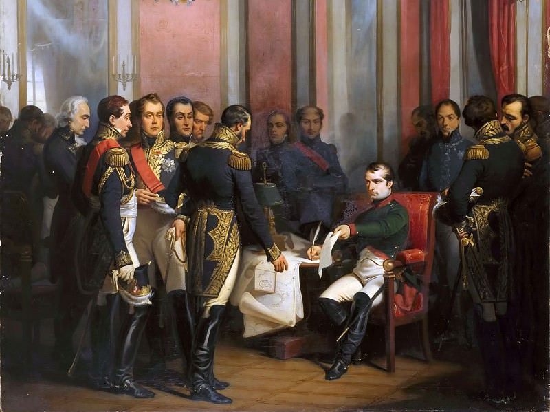 Гаэтано Ферри. Наполеон подписывет капитуляцию во дворце Фонтенбло 4 апреля 1814 года (фрагмент). 1843