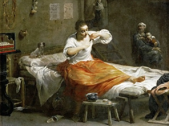 Джузеппе Мария Креспи. Женщина, ищущая блох (фрагмент). 1720-е