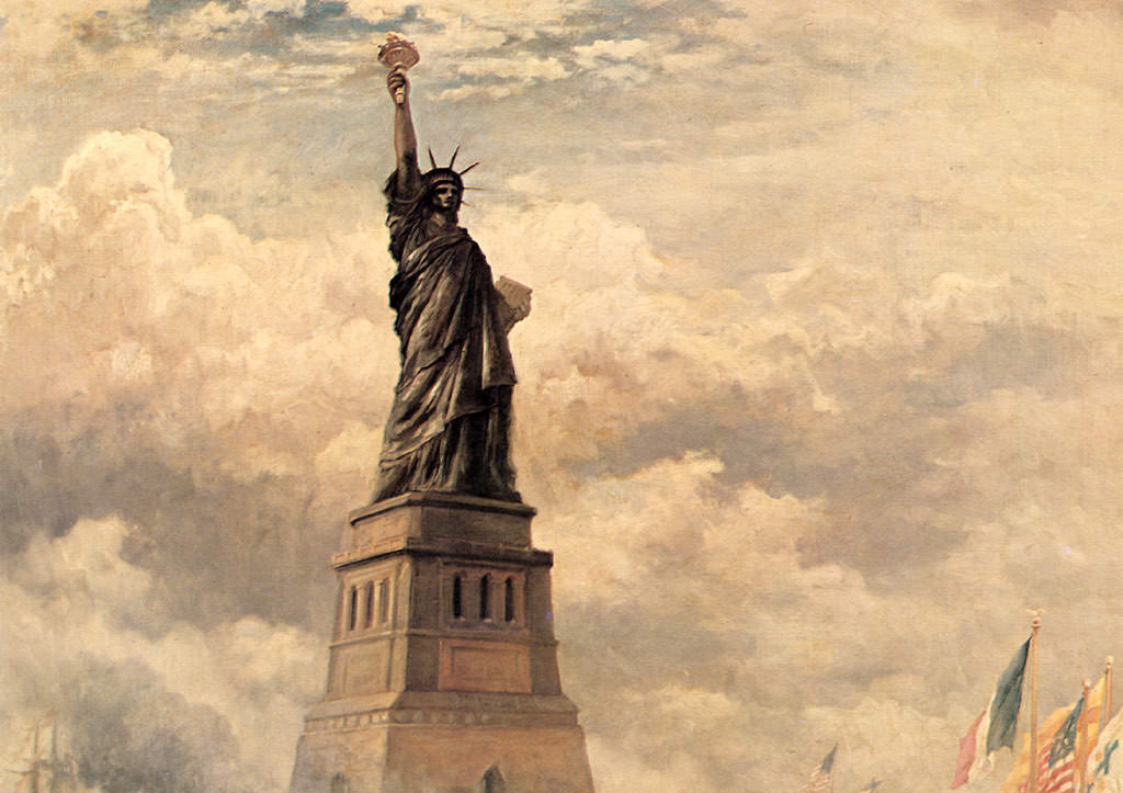 Эдвард Моран. Статуя Свободы, просвящающая мир. Фрагмент. XIX век