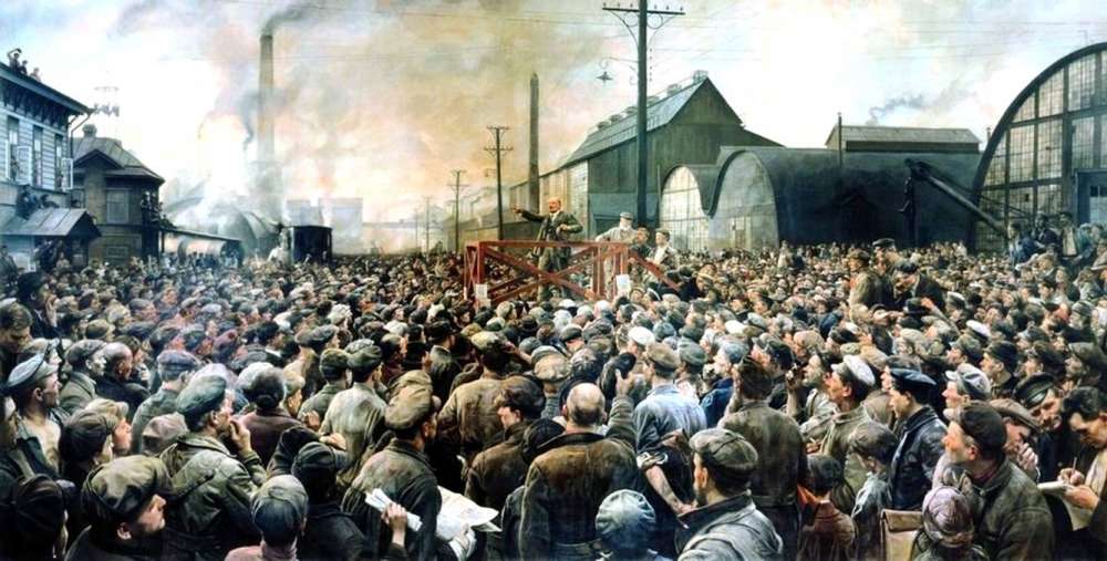 Исаак Бродский. Выступление Ленина перед рабочими Путиловского завода. 1929