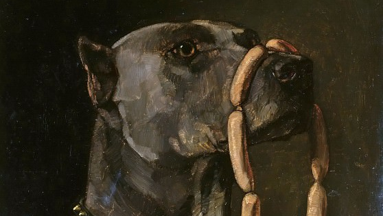 Вильгельм Трюбнер. Собака с колбасой (фрагмент). 1877