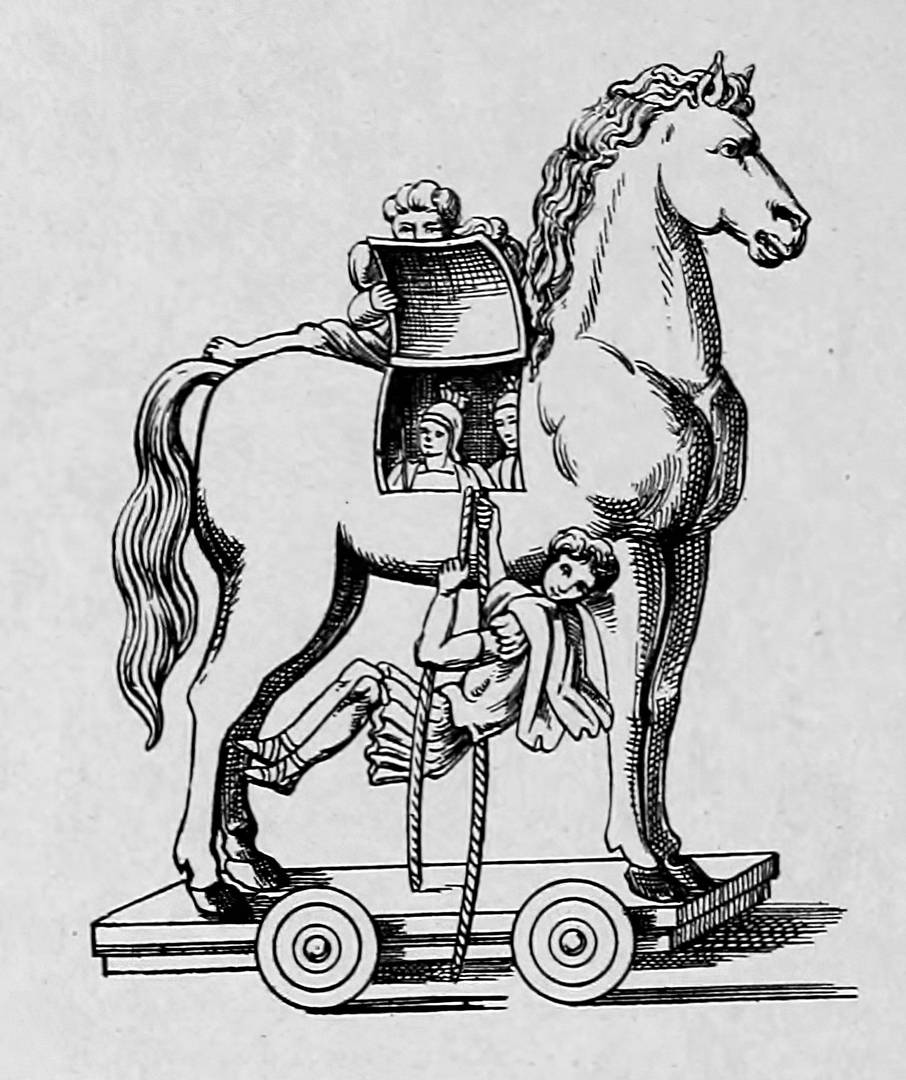 Троянский конь, изображенный Вергилием Ватиканским (400 г. н. э.)