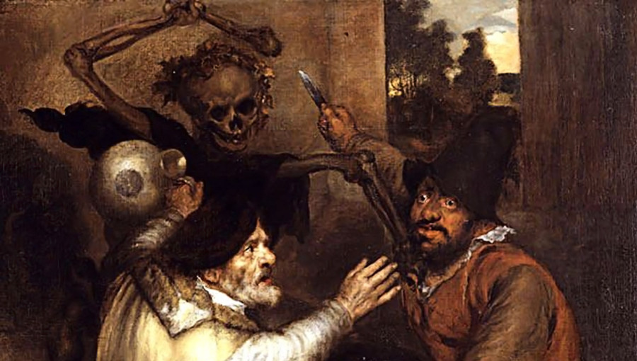 Ян Ливенс. Драка картежников и Смерть (фрагмент). 1638