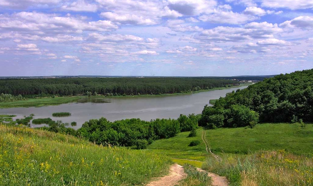 Вид с правого берега водохранилища в Восточном округе Белгорода