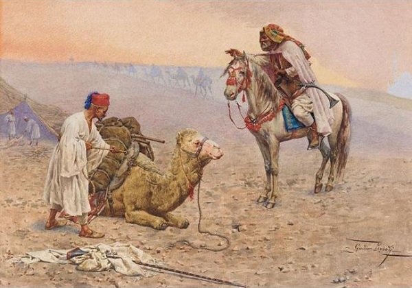 Джулио Розати (1858-1917). Стоянка средь североафриканской пустыни