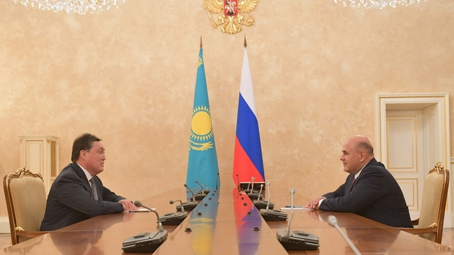 Встреча Михаила Мишустина с главой правительства Казахстана Аскаром Маминым