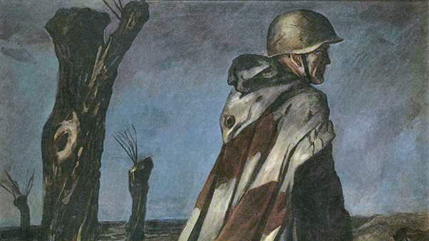 Александр Дейнека. Солдат в плащ-палатке (фрагмент). 1942
