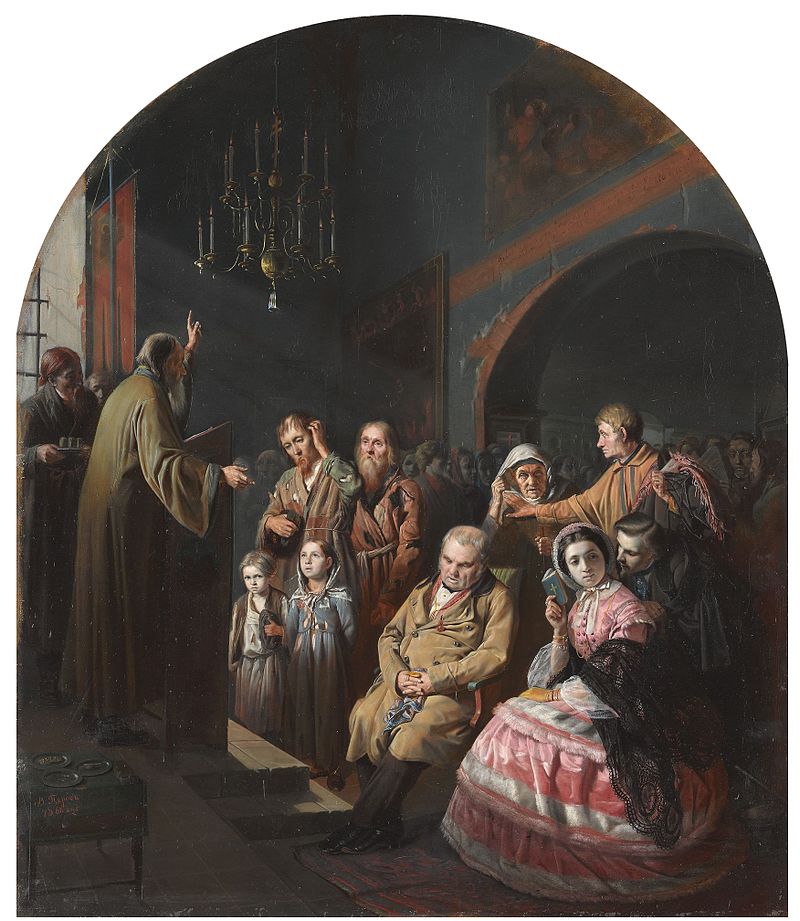 Василий Перов. Проповедь в селе. 1861