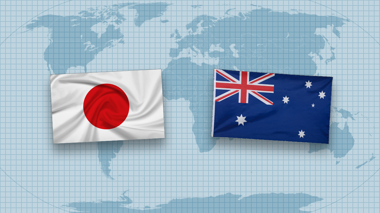 Флаги Японии и Австралии