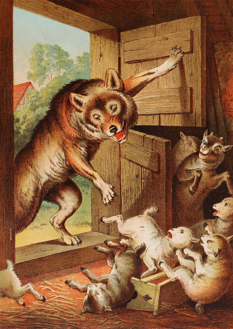 Генрих Лёйтеманн или Карл Оффтердингер. Иллюстрация к сказке «Волк и семеро козлят». Конец XIX в.