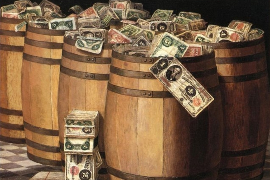 Виктор Дюбрейль. Бочки с деньгами. 1897