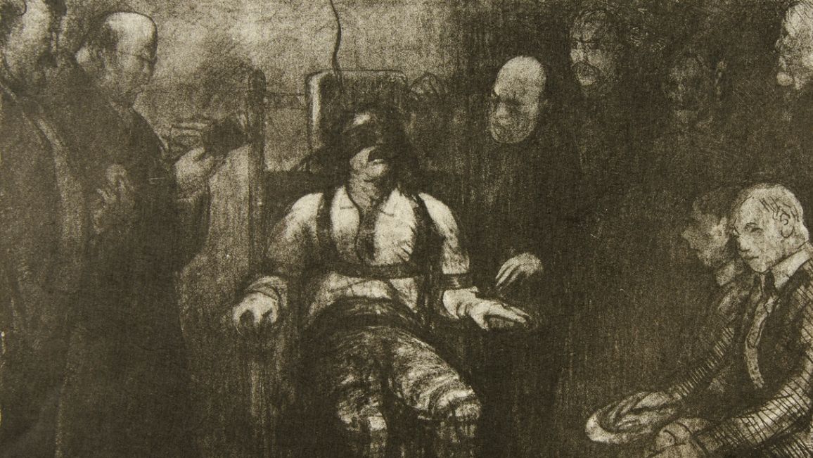 Джордж Уэсли Беллоуз. Казнь на электрическом стуле (фрагмент). 1917 г.