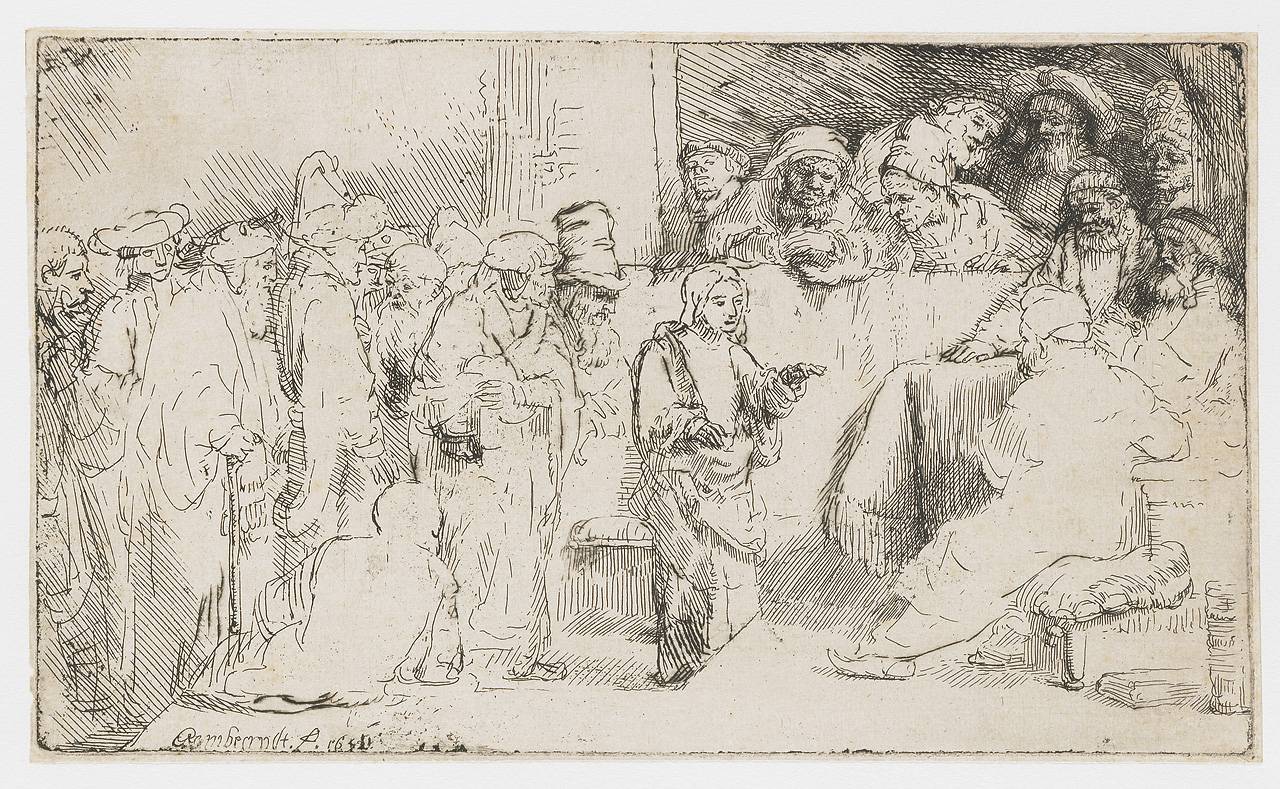 Рембрандт Харменс ван Рейн. Христос дискутирует с врачами. 1652