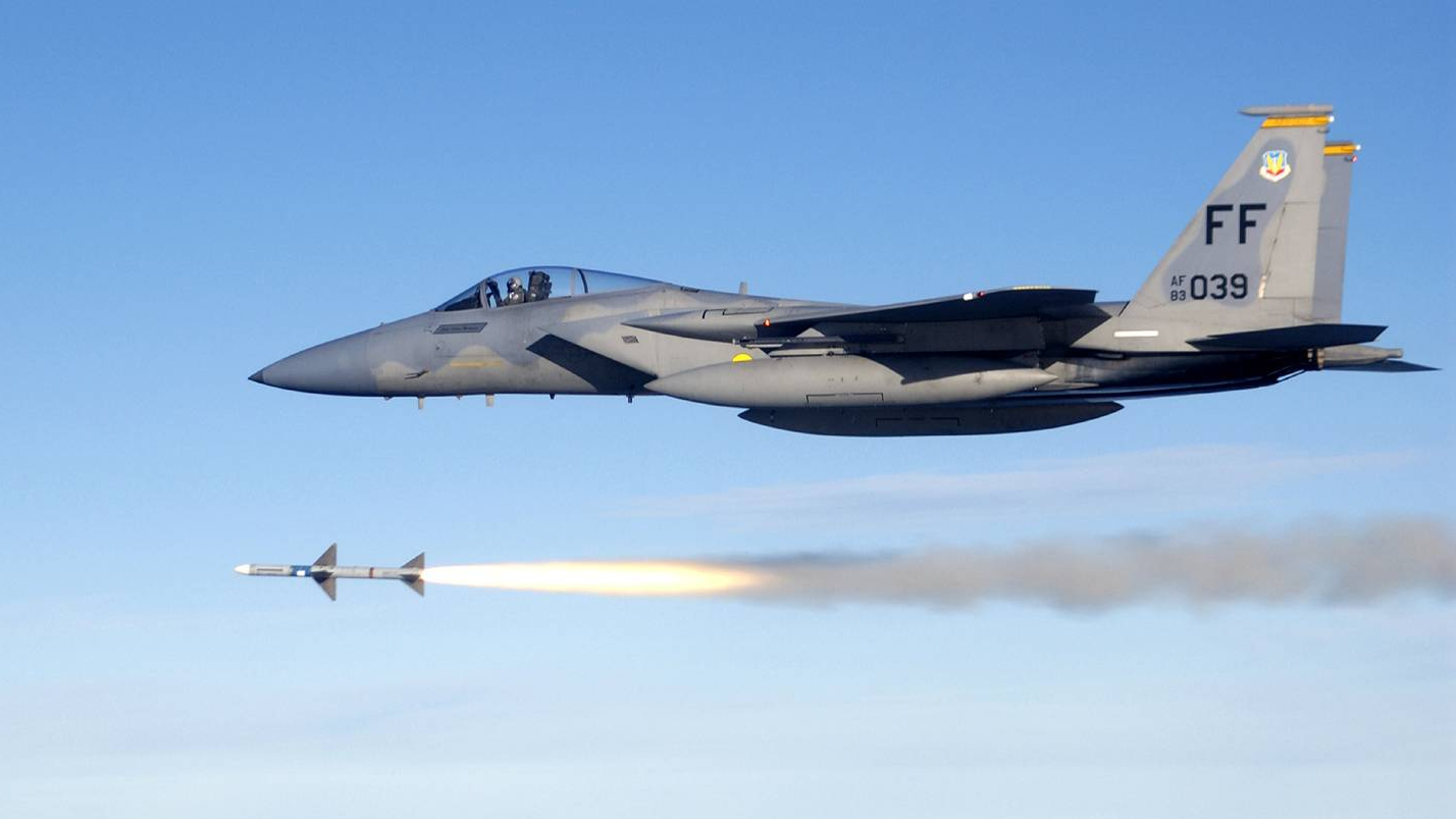 USAF F-15C fires AIM-7 Sparrow