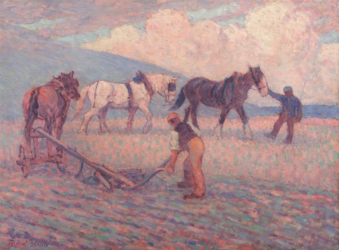 Вспахивание рисового поля, Сассекс (ок. 1909) Роберт Полхилл Беван