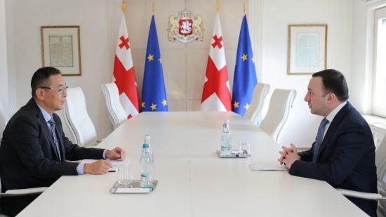 Премьер-министр Грузии Ираклий Гарибашвили (справа) и посолв Китая в Тбилиси Чжоу Цзянь