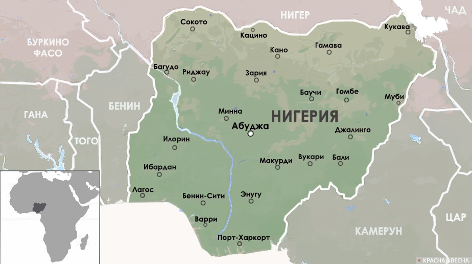 Нигерия на карте Африки
