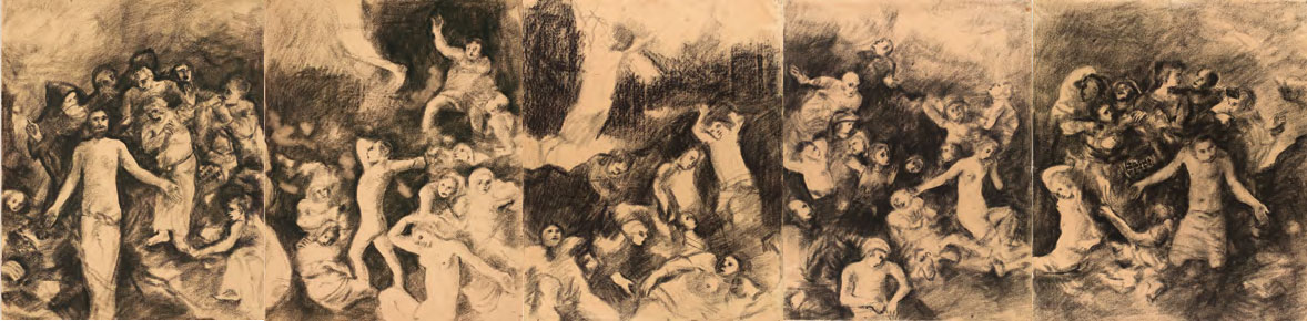 Многофигурная композиция. Из цикла «Воскрешение мертвых» 1921–1922