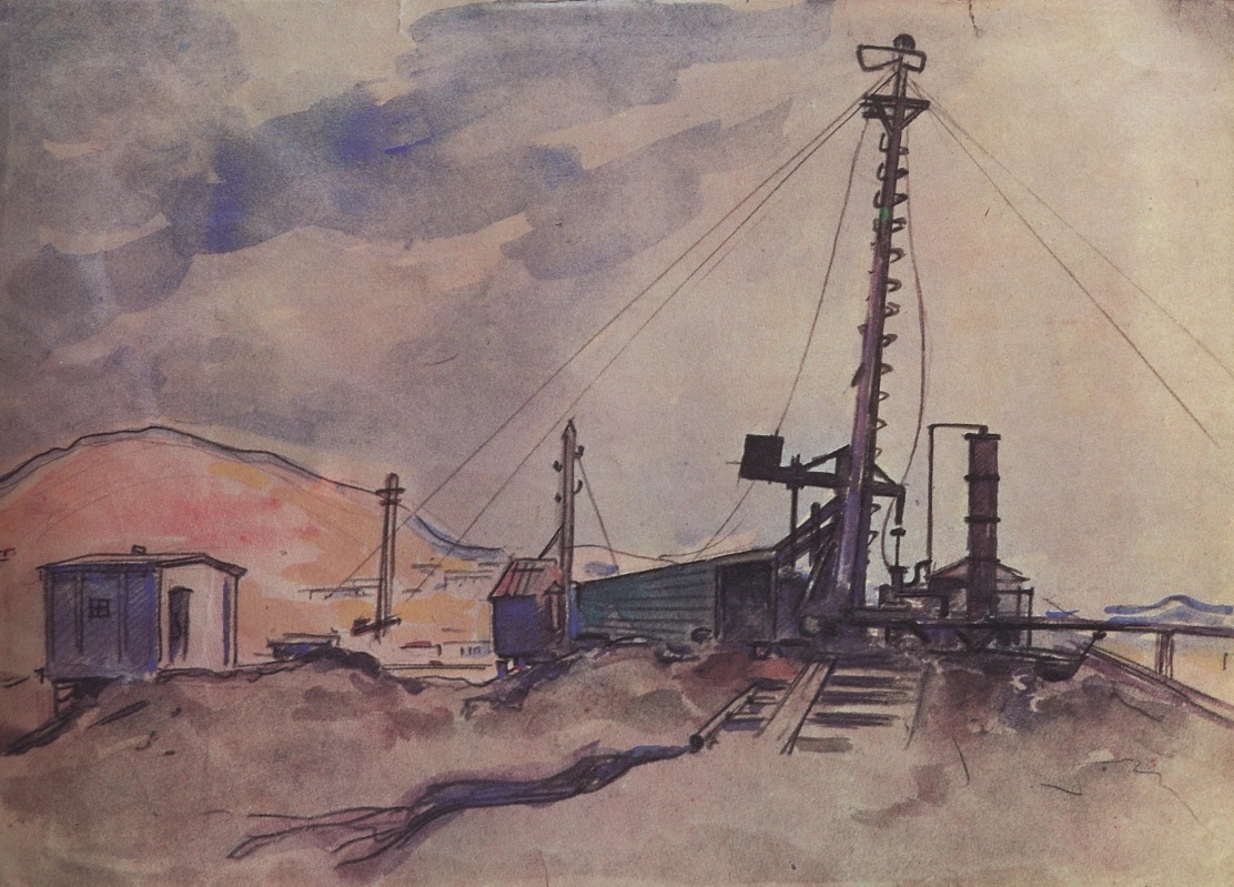 Александр Куприн. Баку. Добыча нефти. 1931