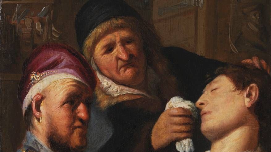 Рембрандт. Пациент, потерявший сознание (Аллегория обоняния). 1624-25