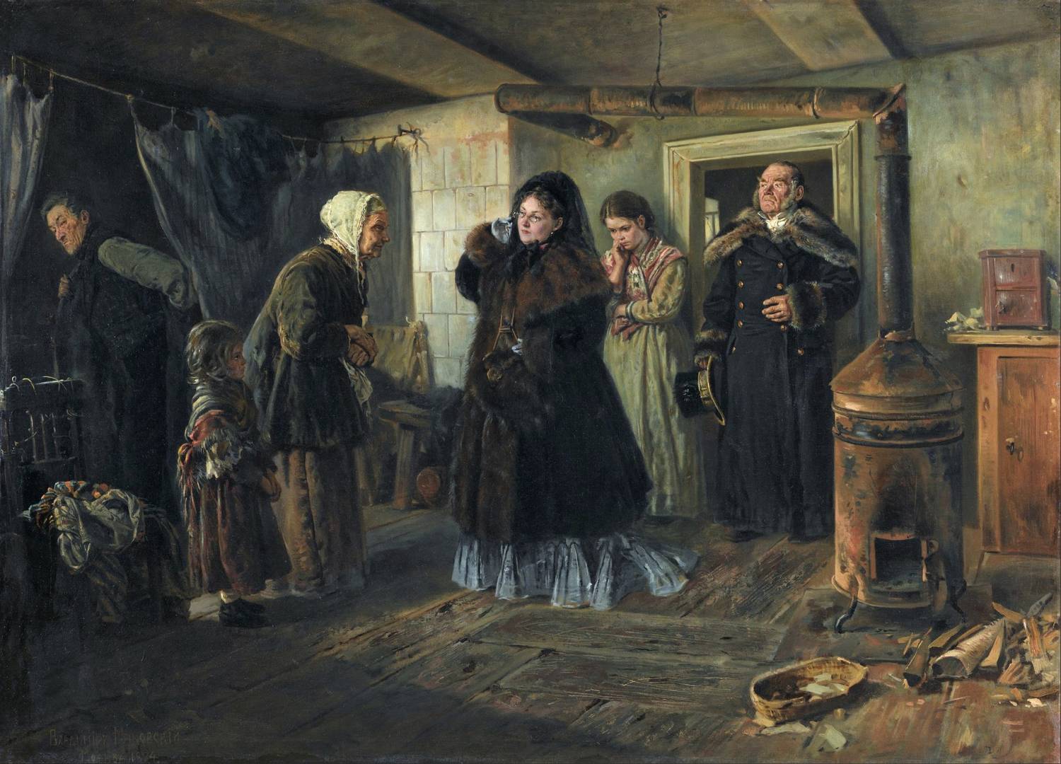 Владимир Маковский. Посещение бедных. 1874