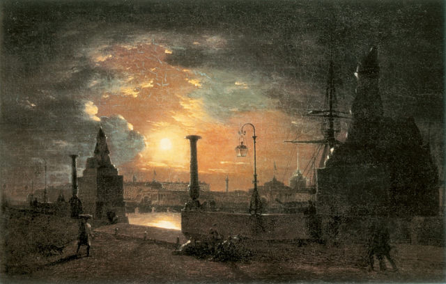 Максим Воробьев. Осенняя ночь в Петербурге (Фрагмент). 1835