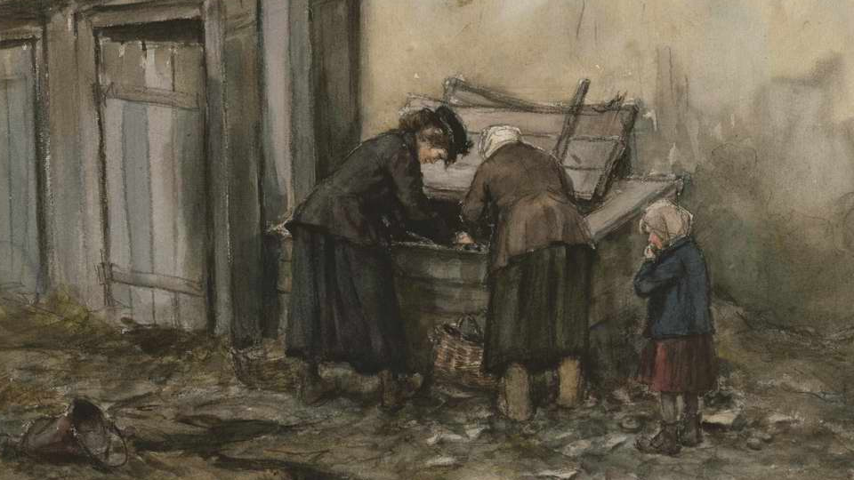 И. Владимиров. Поиски съедобного в помойной яме. 1919