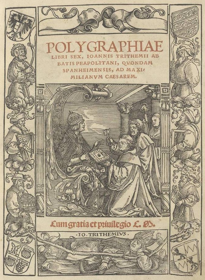 Титульный лист труда Иогана Тритемия «Полиграфия». 1518
