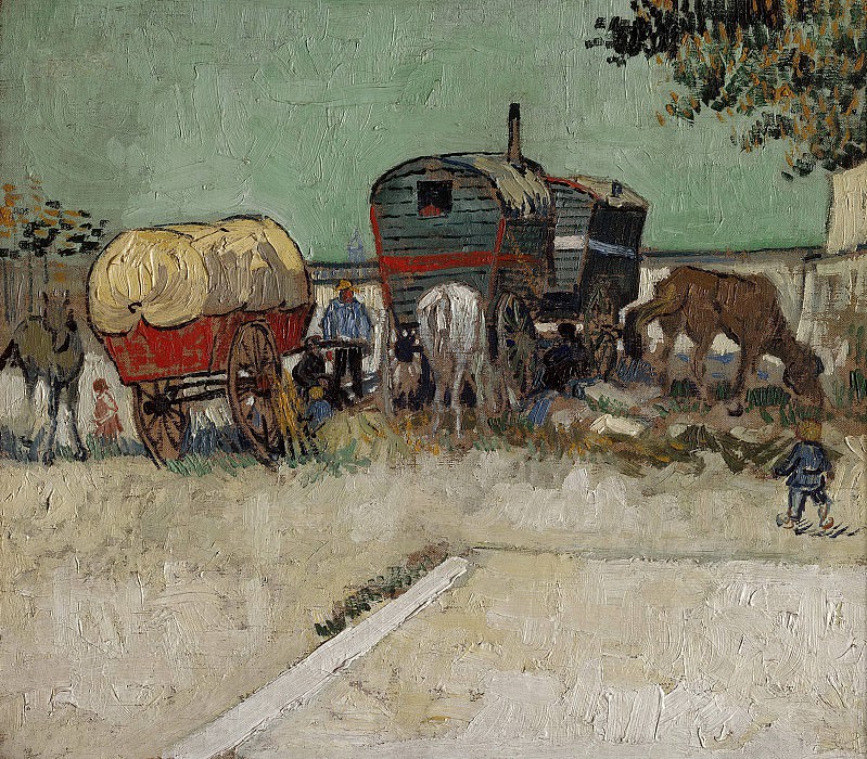 Винсент Ван Гог. Цыганский табор с фургонами. 1888